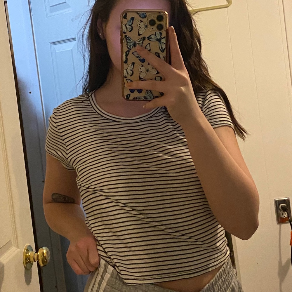 Cropped Striped Tee